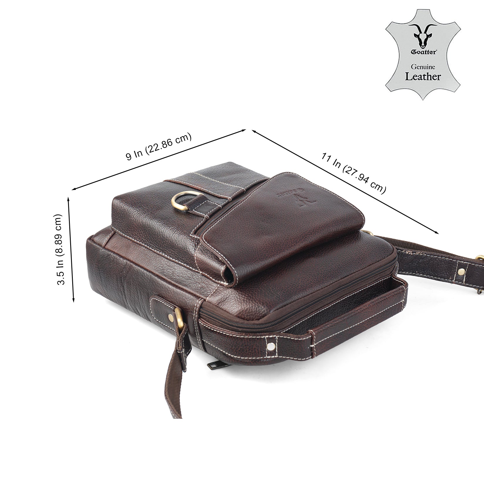 Goatter Genuine Leather Messenger Sling Bag For Men