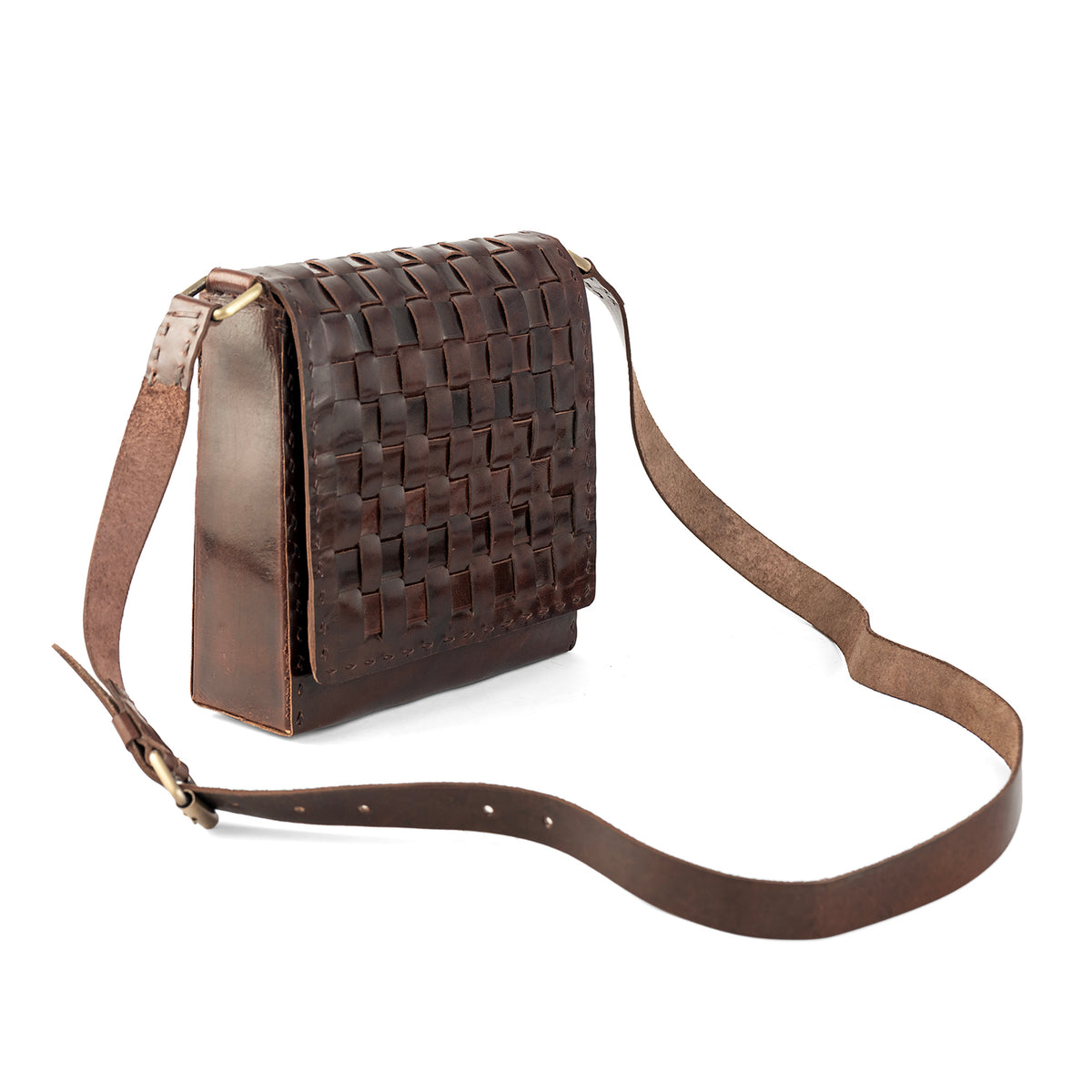 Goatter Genuine Leather Handmade Check Pattern Girls And Women’s Small Cross Body Sling Bag For Daily Use