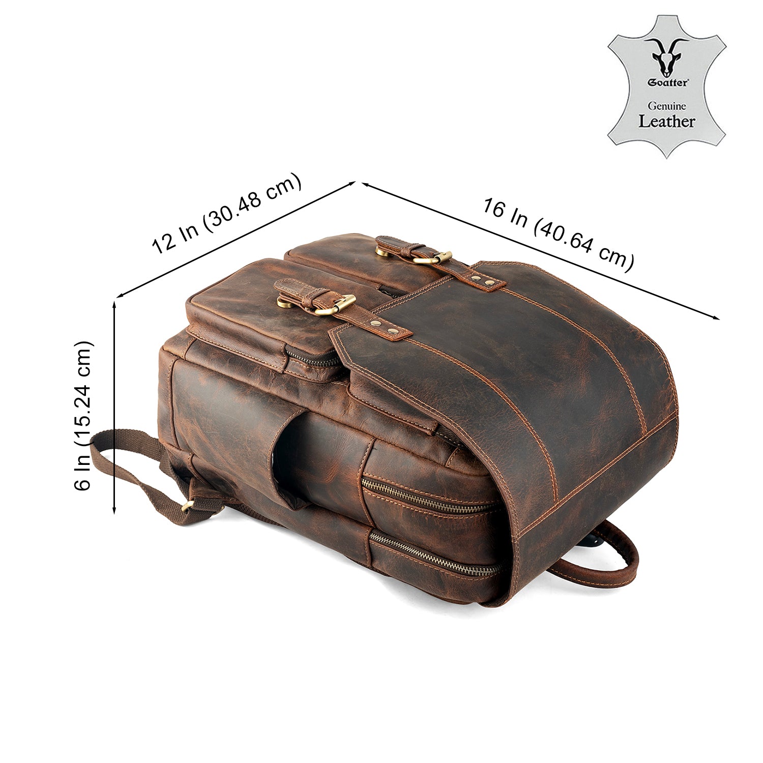 Goatter Hunter Leather Multifunctional 16" Inch Backpack For Men
