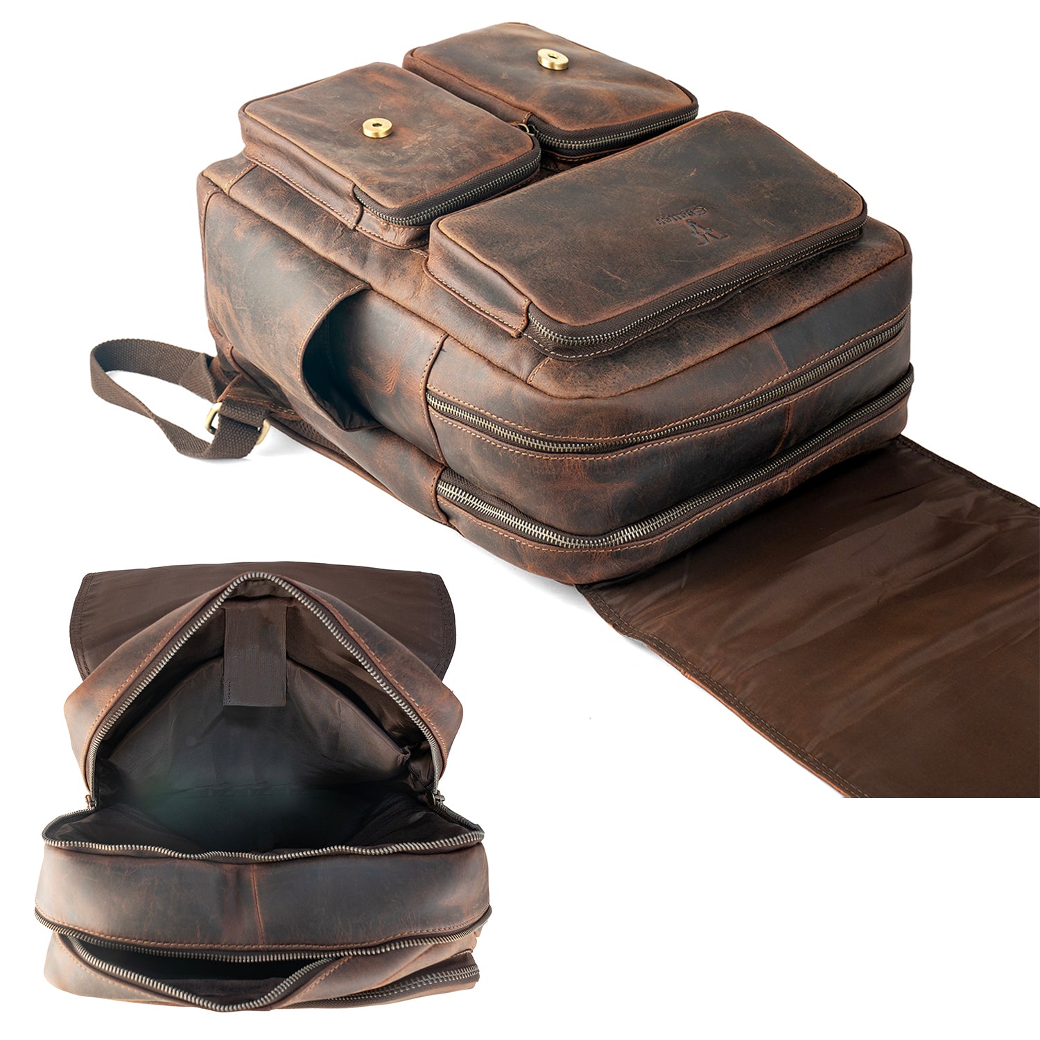 Goatter Hunter Leather Multifunctional 16" Inch Backpack For Men