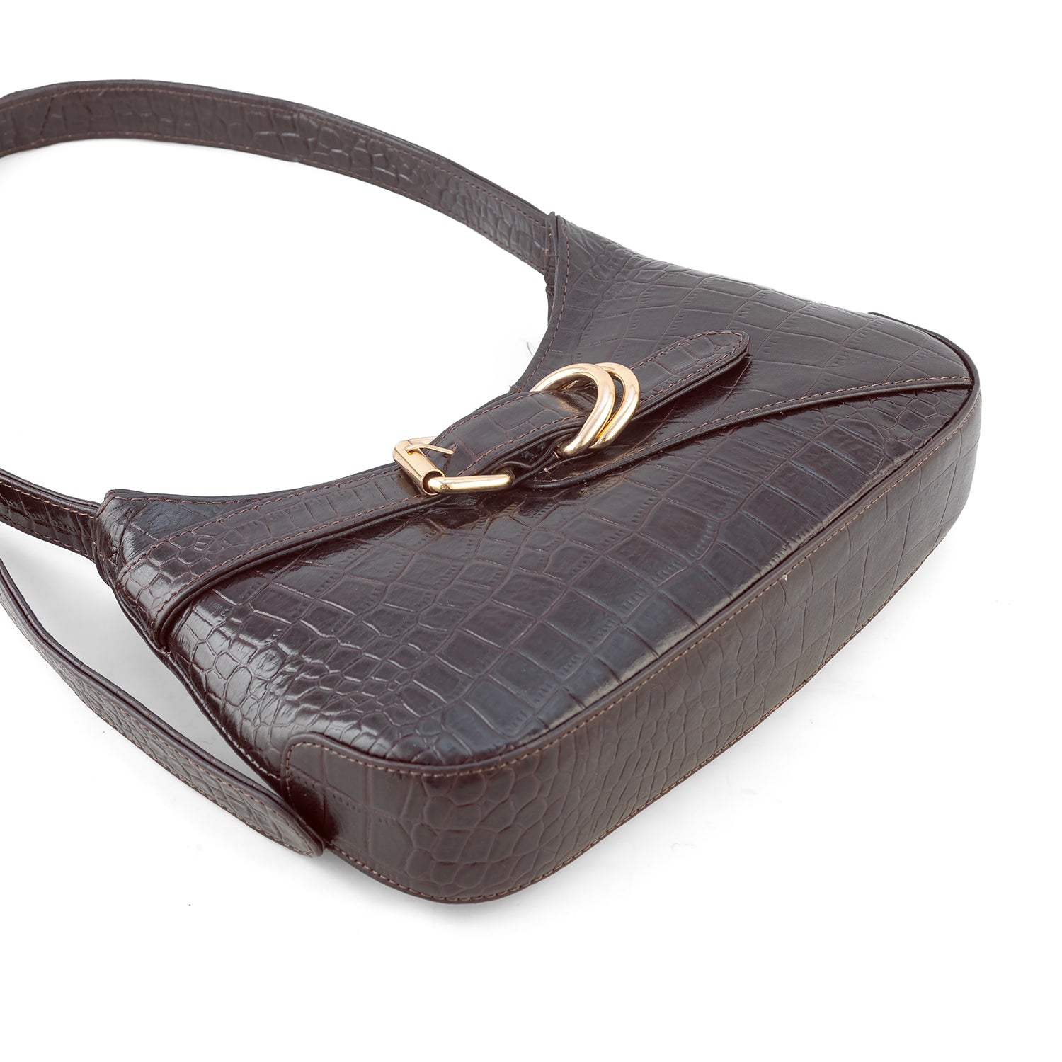 Goatter Genuine Leather  Croco Texture Handbag for Women | Elegant Shoulder Purse with Adjustable Handle