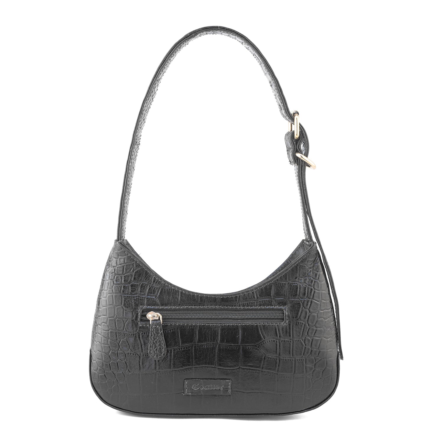 Goatter Genuine Leather  Croco Texture Handbag for Women | Elegant Shoulder Purse with Adjustable Handle