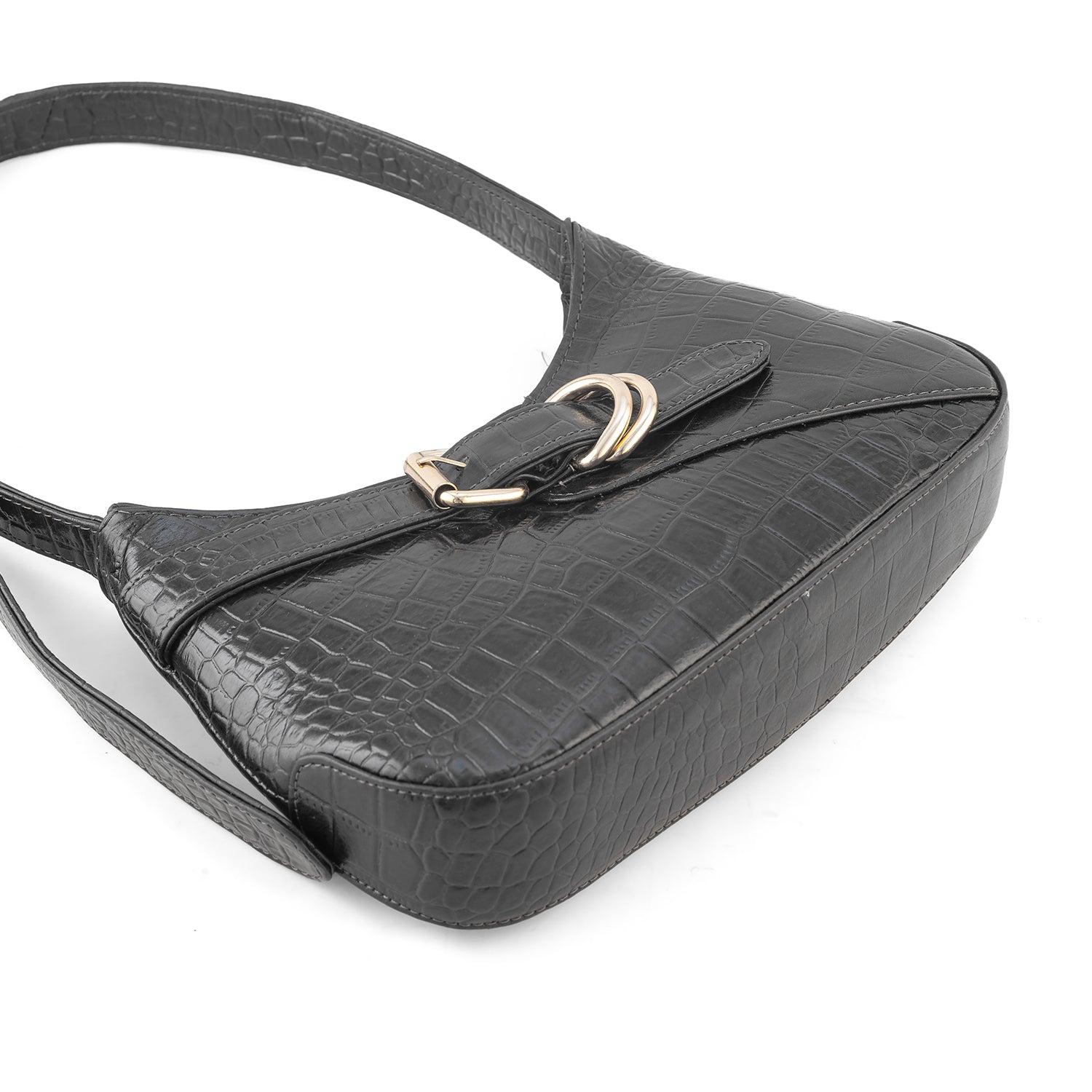 Goatter Genuine Leather  Croco Texture Handbag for Women | Elegant Shoulder Purse with Adjustable Handle