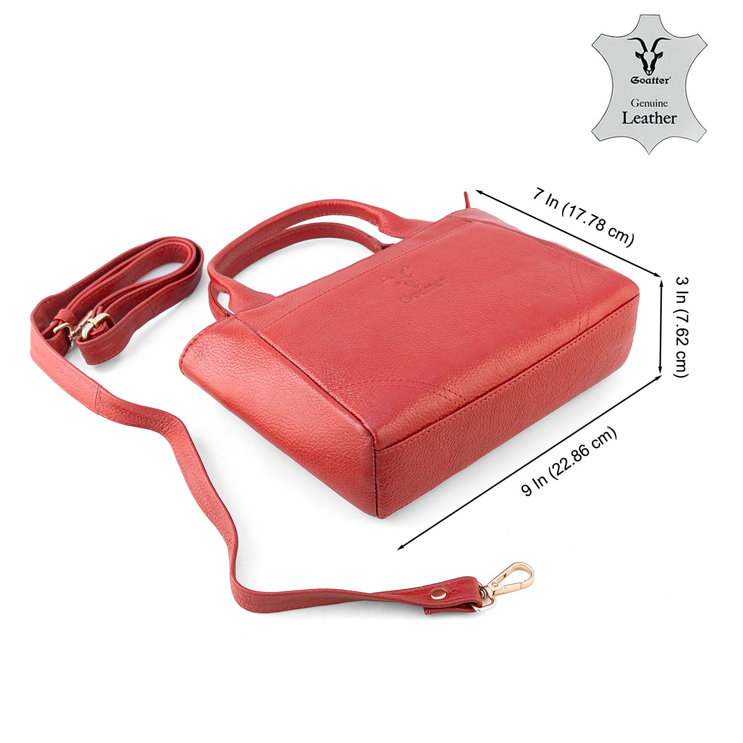 Goatter Women’s Genuine Leather Tote Handbag with Adjustable Sling Strap