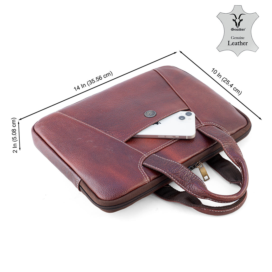 Goatter Genuine Leather 13" Inch Mackbook/Laptop Sleeve Bag /Office Bag For Men