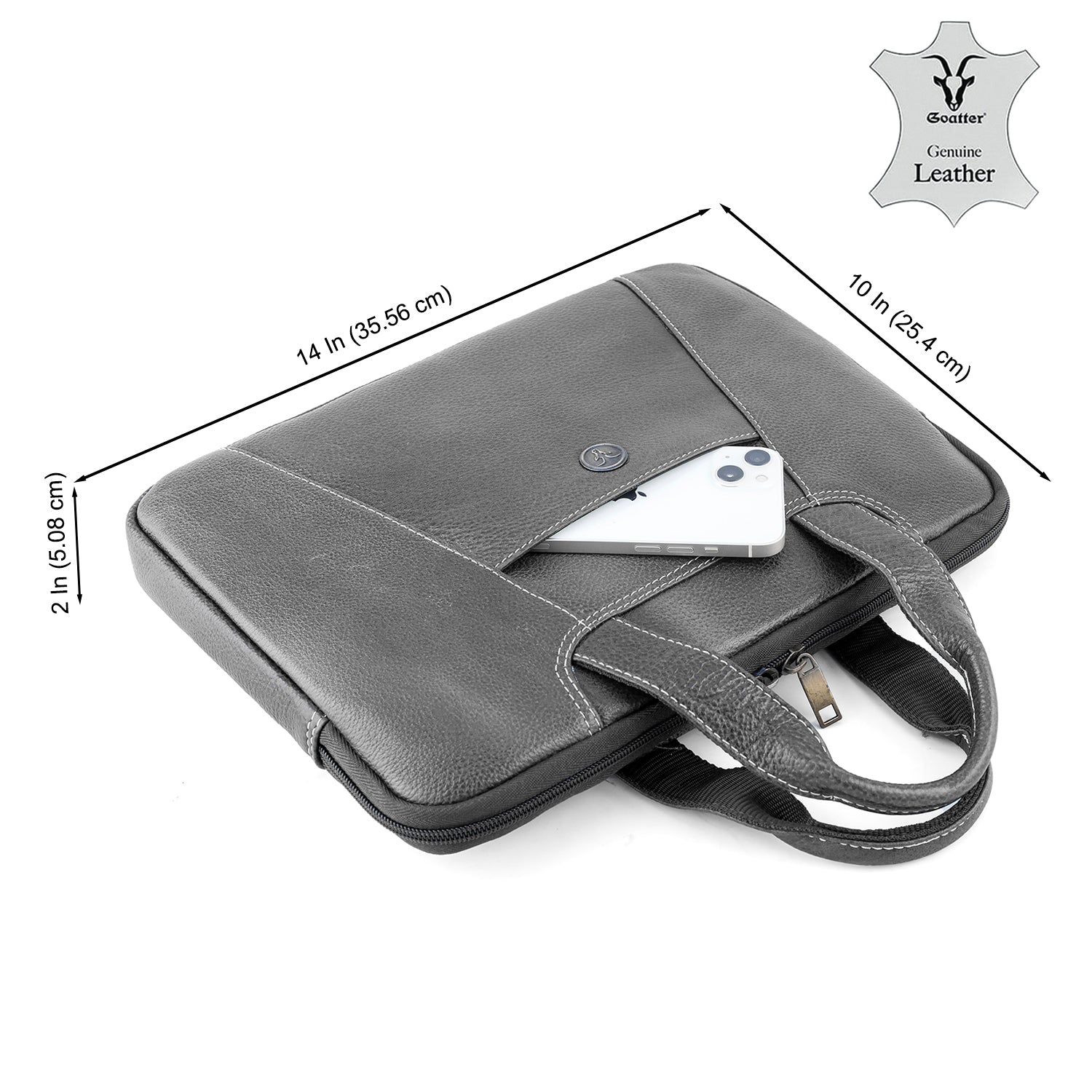 Goatter Genuine Leather 13" Inch Mackbook/Laptop Sleeve Bag /Office Bag For Men