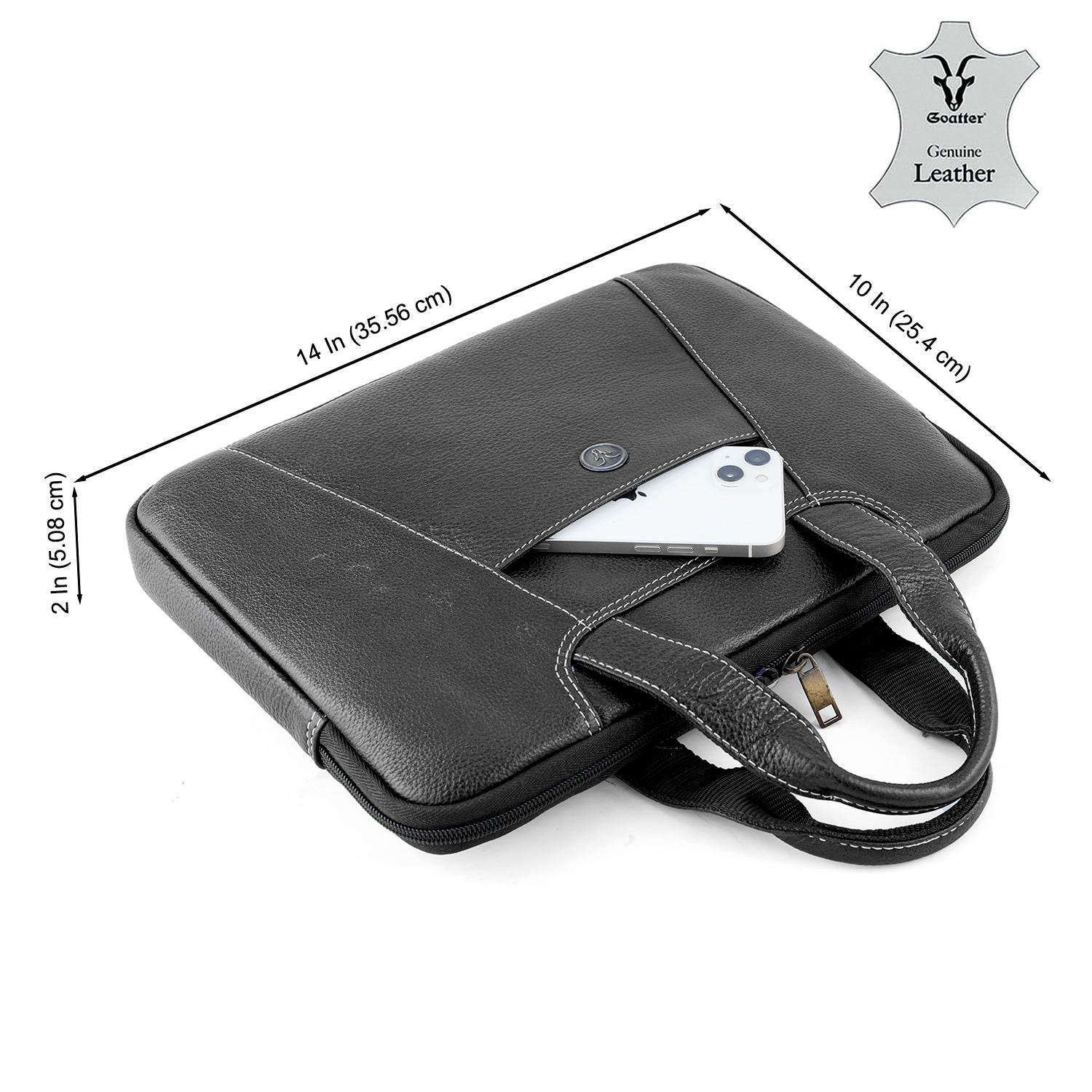 Goatter Genuine Leather 13" Inch Mackbook/Laptop Sleeve Bag /Office Bag For Men