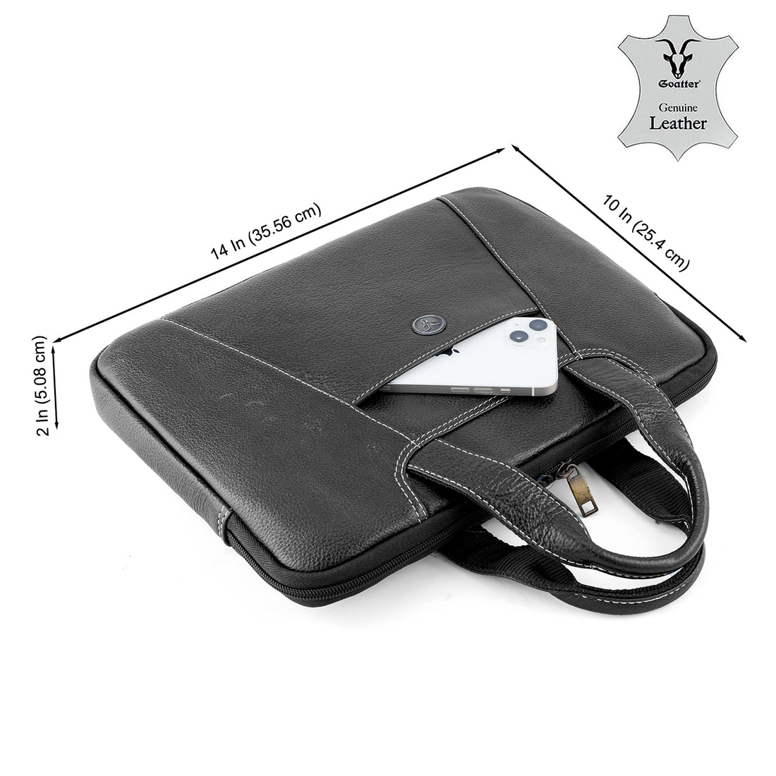 Goatter Genuine Leather 13" Inch Mackbook/Laptop Sleeve Bag /Office Bag For Men