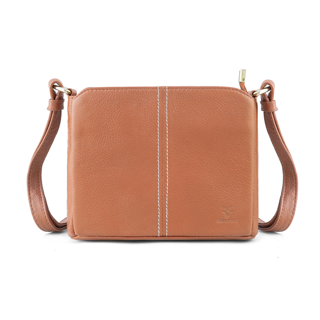 Goatter Genuine Leather Structured Sling Bag | Elegant Square Crossbody Bag for Daily Use