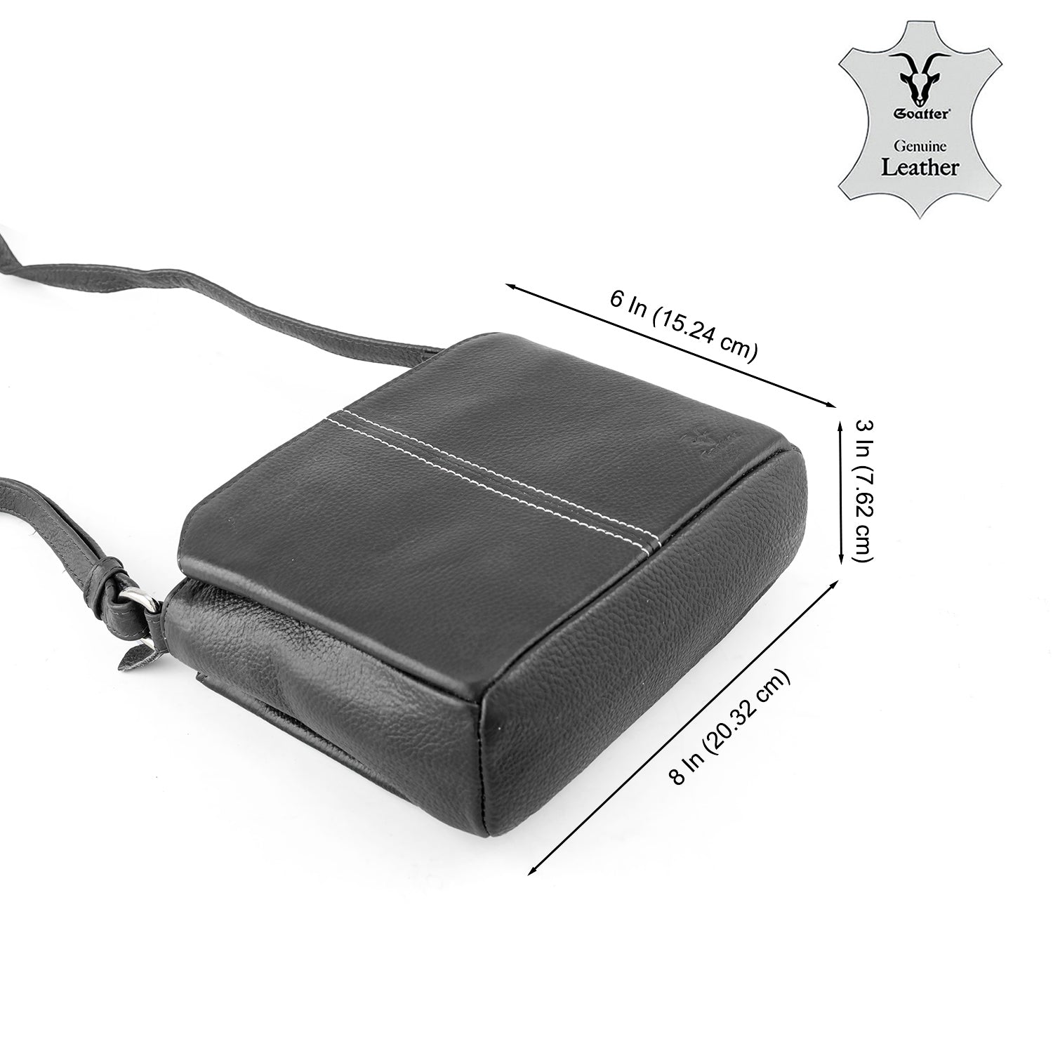 Goatter Genuine Leather Structured Sling Bag | Elegant Square Crossbody Bag for Daily Use
