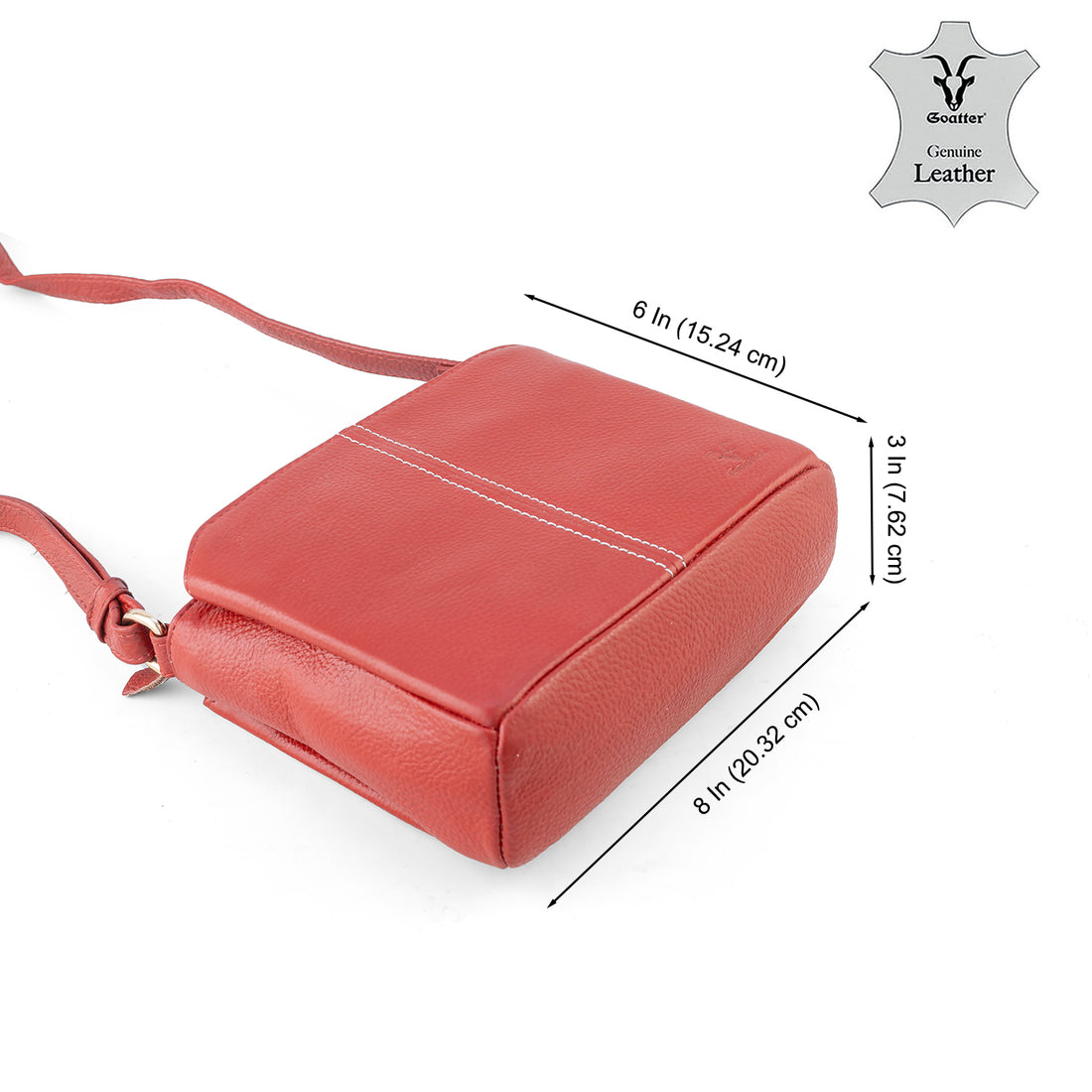 Goatter Genuine Leather Structured Sling Bag | Elegant Square Crossbody Bag for Daily Use