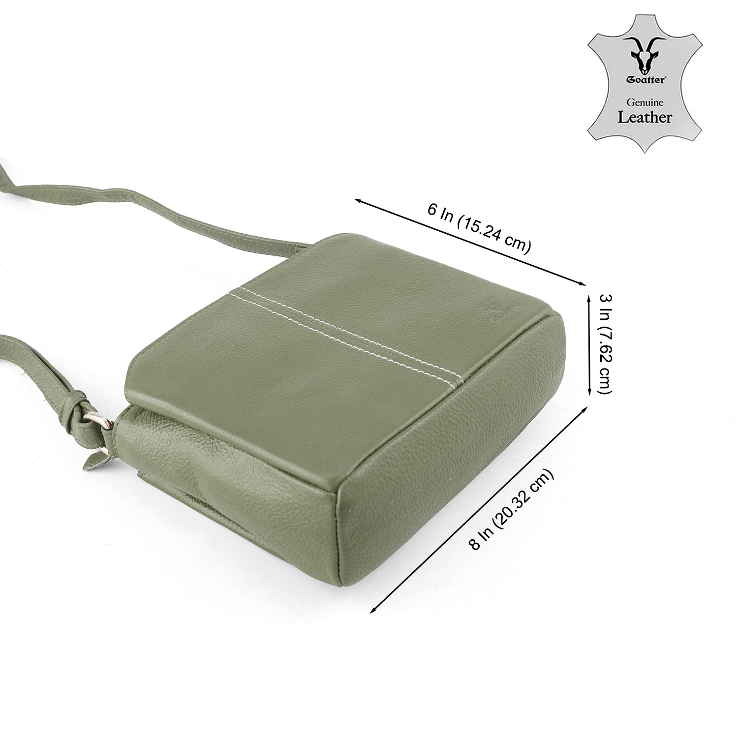 Goatter Genuine Leather Structured Sling Bag | Elegant Square Crossbody Bag for Daily Use