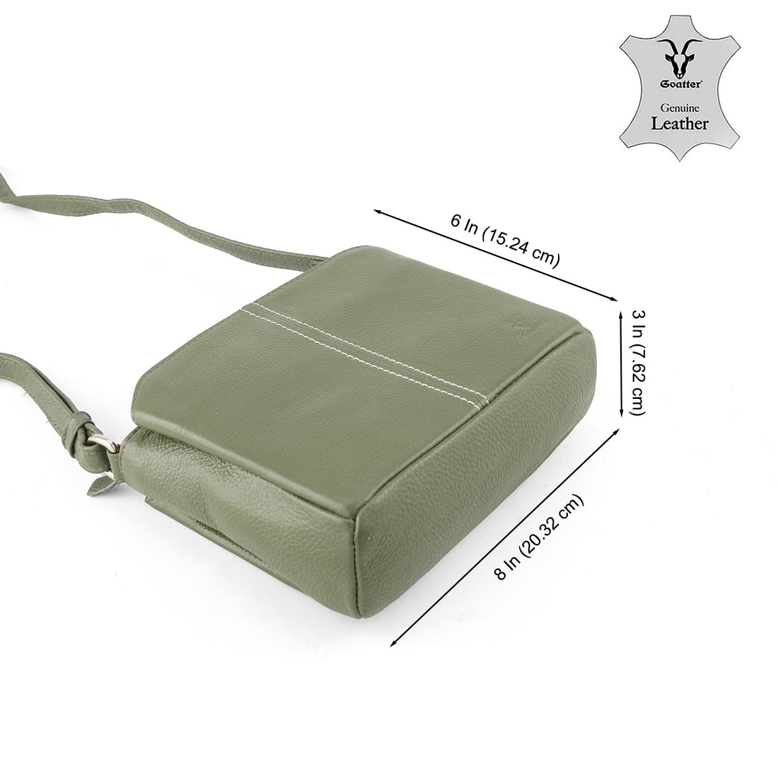 Goatter Genuine Leather Structured Sling Bag | Elegant Square Crossbody Bag for Daily Use