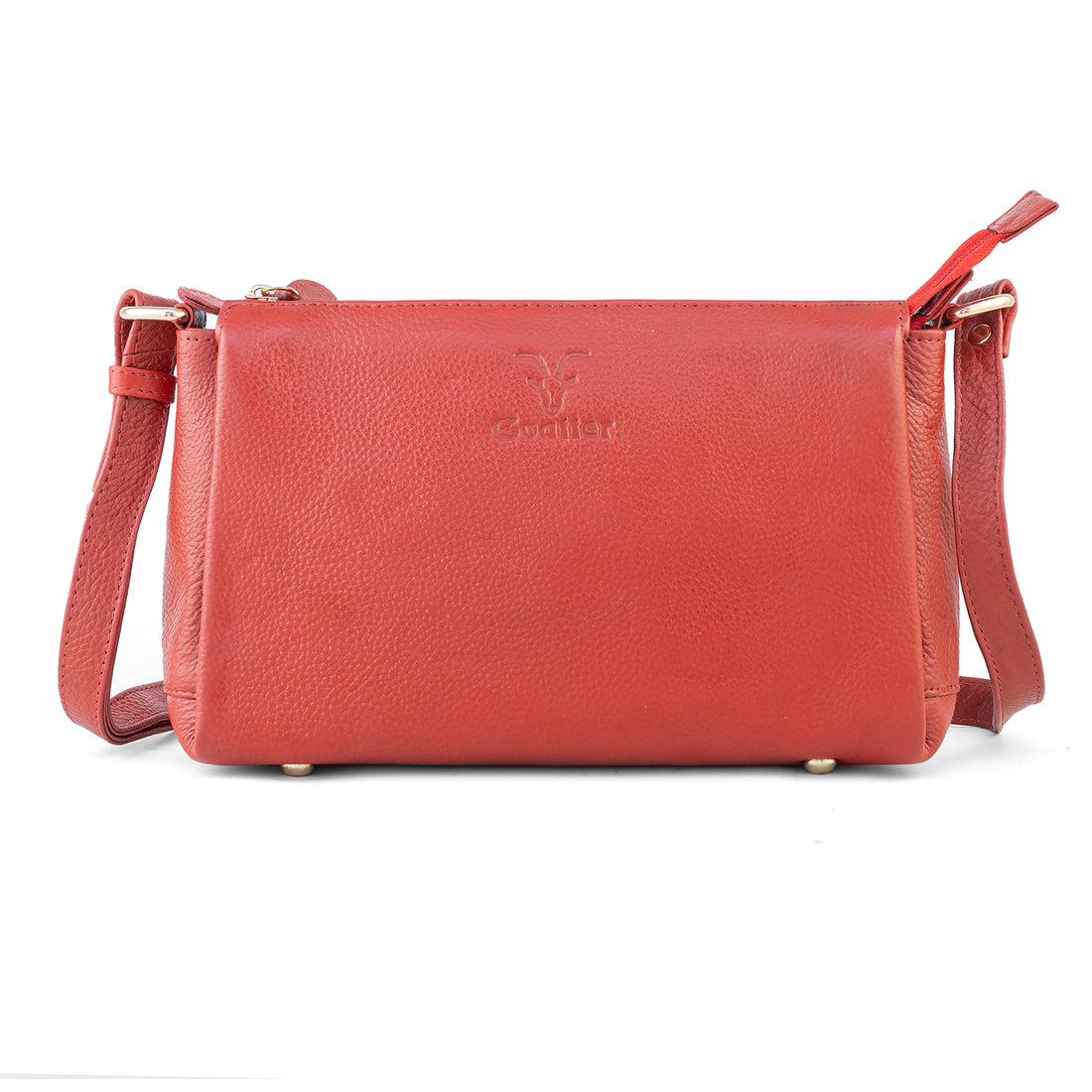 Goatter Genuine Leather Slim Rectangular Sling Bag for Women | Elegant Crossbody Purse | Multi Compartment Bag