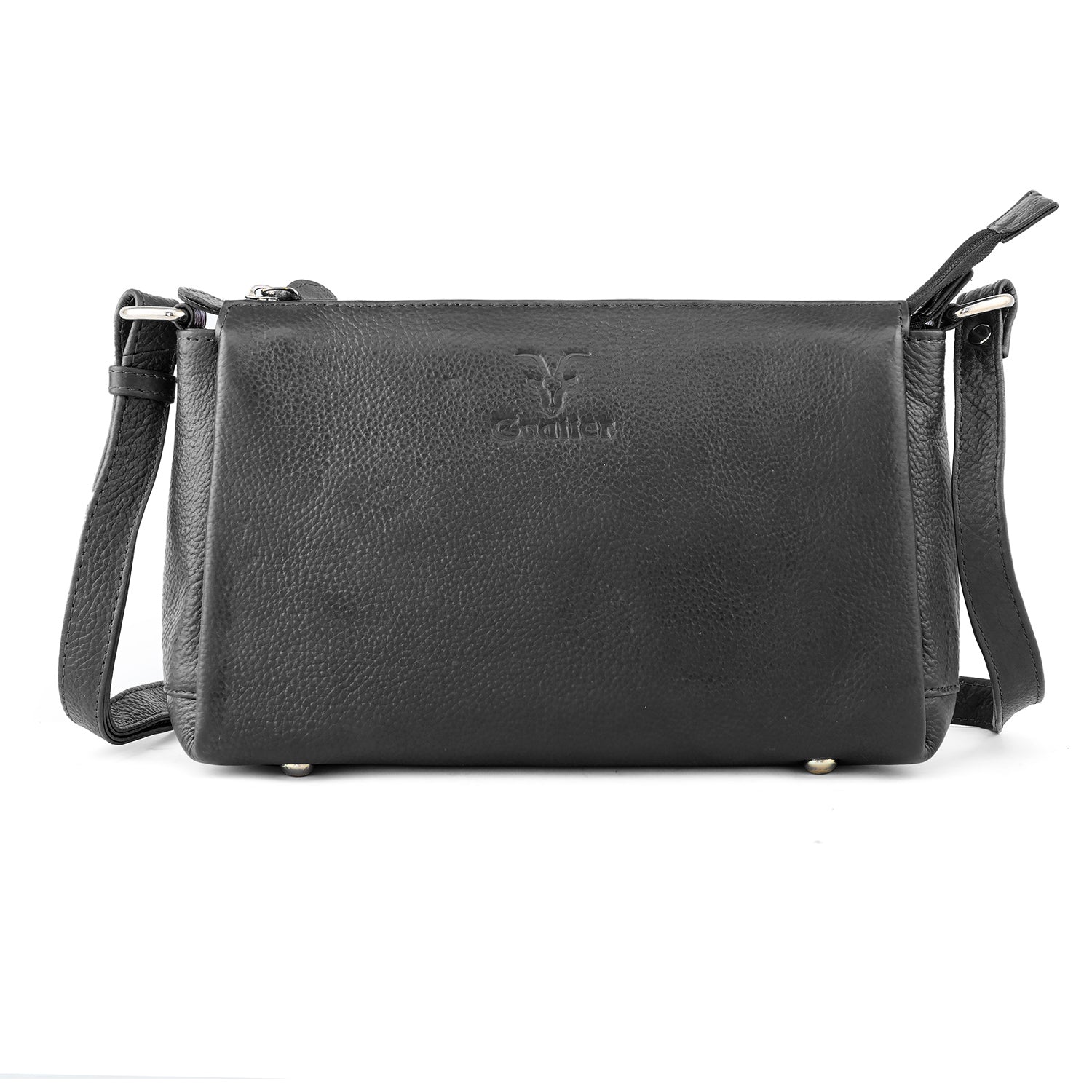 Goatter Genuine Leather Slim Rectangular Sling Bag for Women | Elegant Crossbody Purse | Multi Compartment Bag
