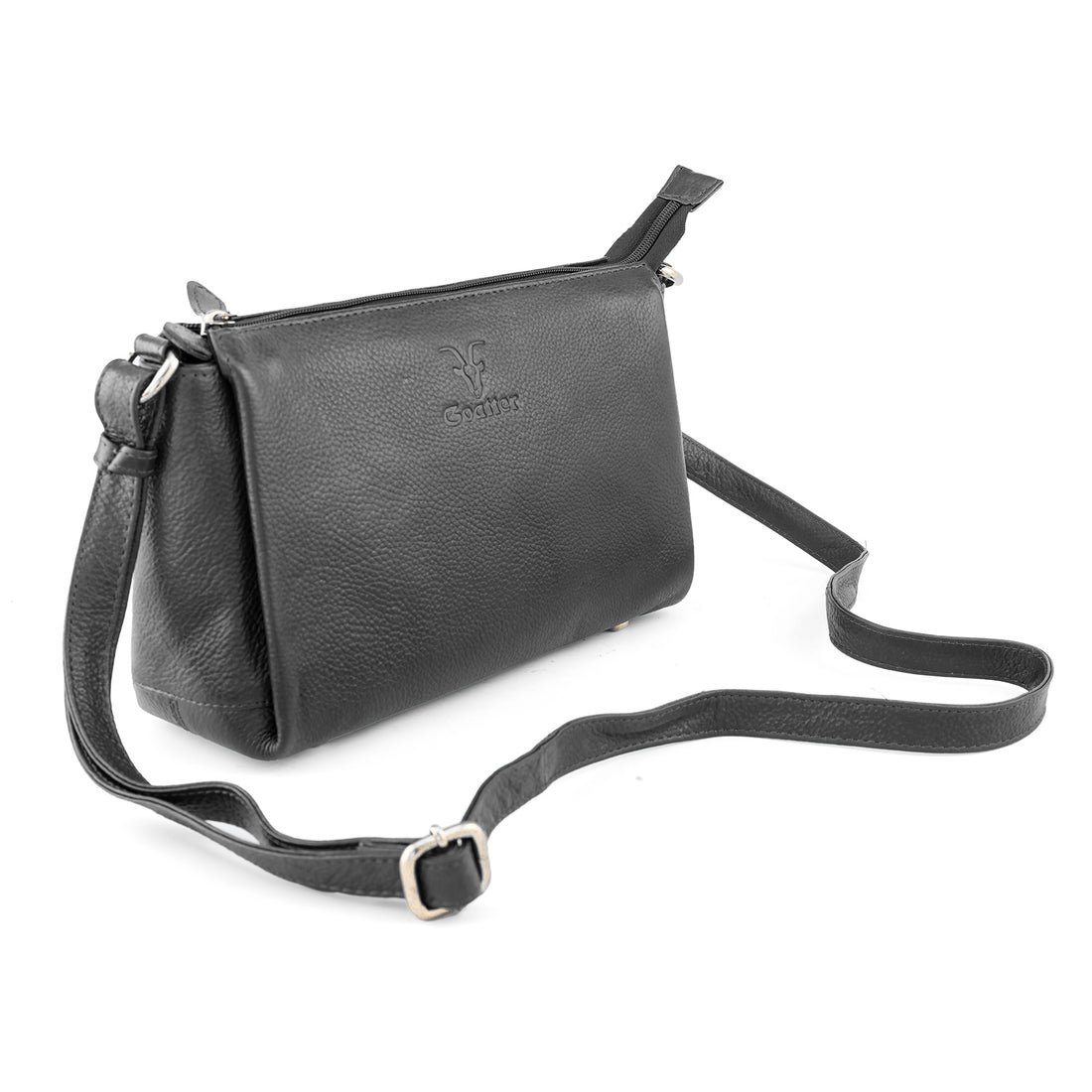 Goatter Genuine Leather Slim Rectangular Sling Bag for Women | Elegant Crossbody Purse | Multi Compartment Bag