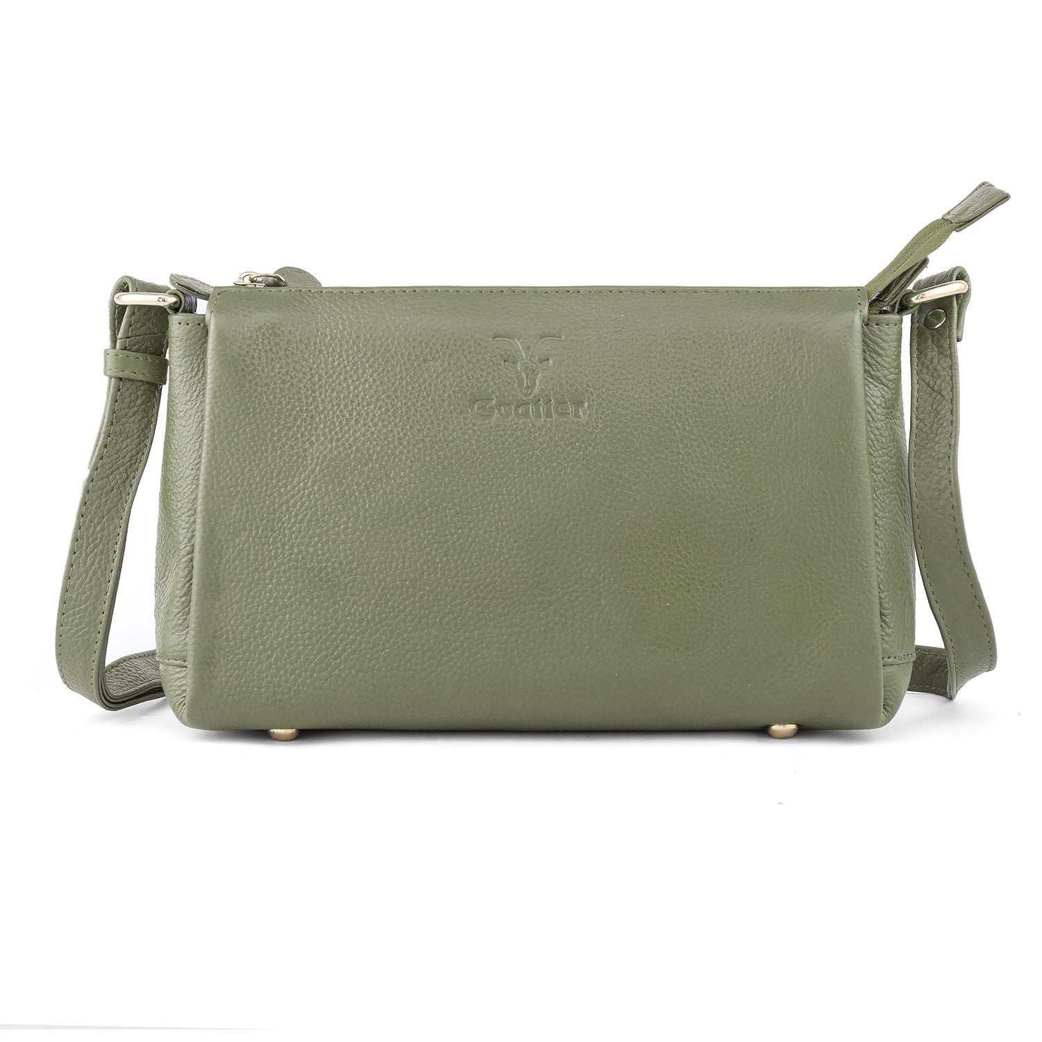 Goatter Genuine Leather Slim Rectangular Sling Bag for Women | Elegant Crossbody Purse | Multi Compartment Bag