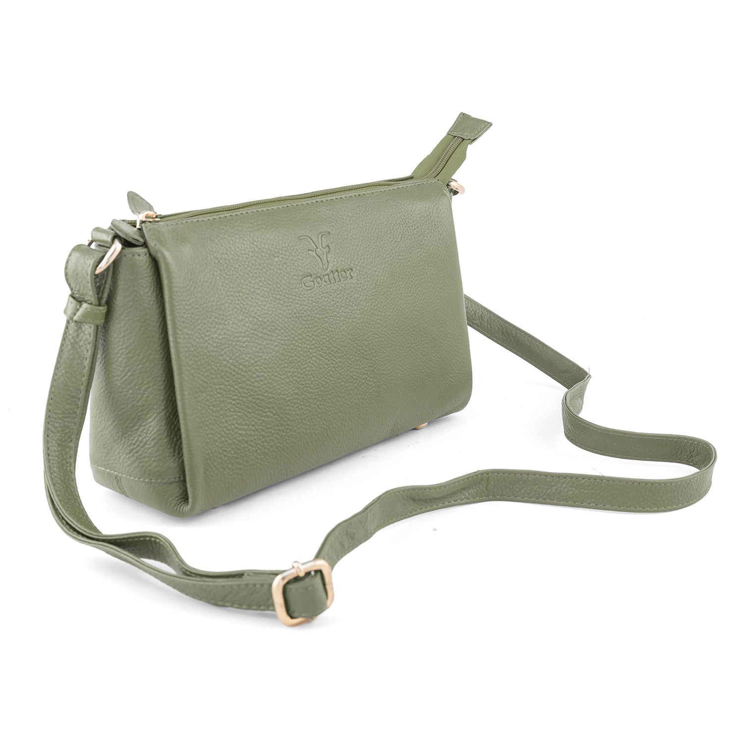 Goatter Genuine Leather Slim Rectangular Sling Bag for Women | Elegant Crossbody Purse | Multi Compartment Bag