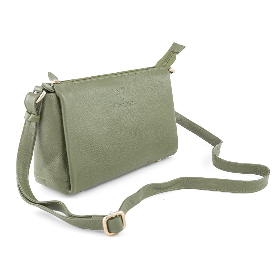 Goatter Genuine Leather Slim Rectangular Sling Bag for Women | Elegant Crossbody Purse | Multi Compartment Bag