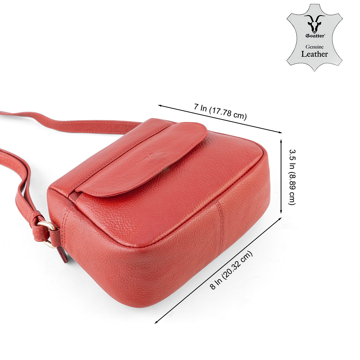 Goatter Genuine Leather Structured Crescent Sling Bag for Women | Premium Half-Moon Crossbody Bag | Compact Everyday Shoulder Purse