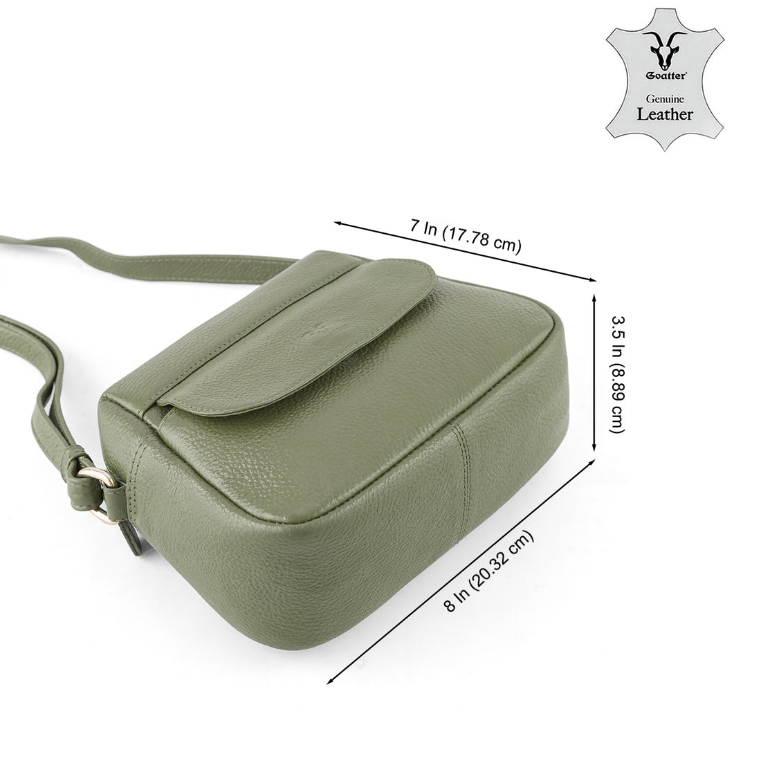 Goatter Genuine Leather Structured Crescent Sling Bag for Women | Premium Half-Moon Crossbody Bag | Compact Everyday Shoulder Purse