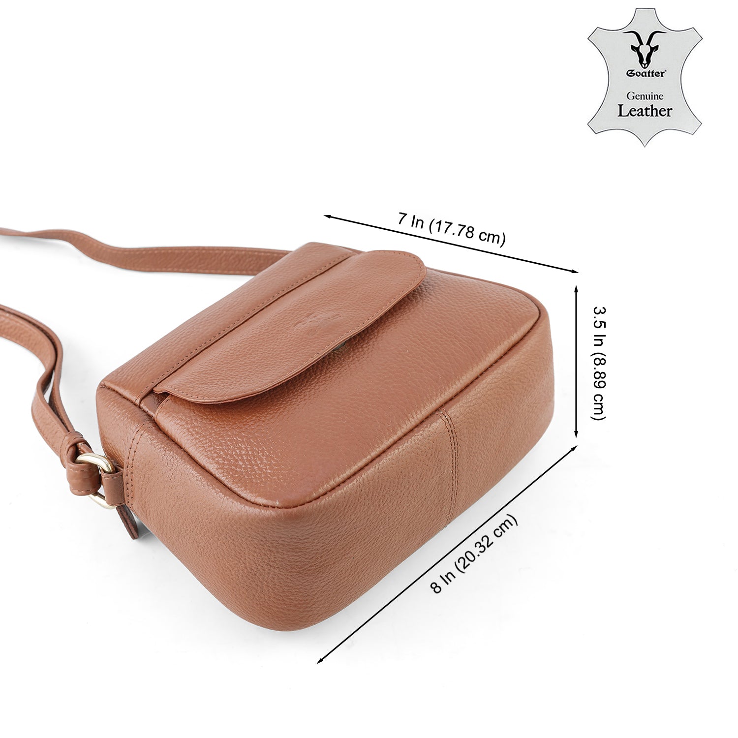 Goatter Genuine Leather Structured Crescent Sling Bag for Women | Premium Half-Moon Crossbody Bag | Compact Everyday Shoulder Purse