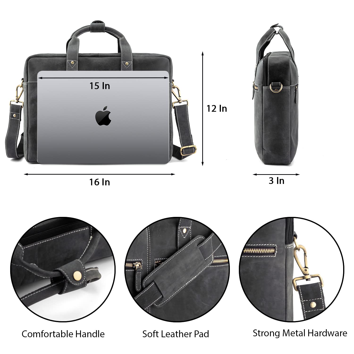 Goatter Hunter Leather 16" Inch Laptop Messenger Bag/Office Bag For Men